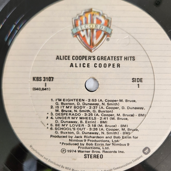 Alice Cooper Alice Coopers Greatest Hits Vinyl Record Vintage 1974 VG+ - Picture 6 of 12